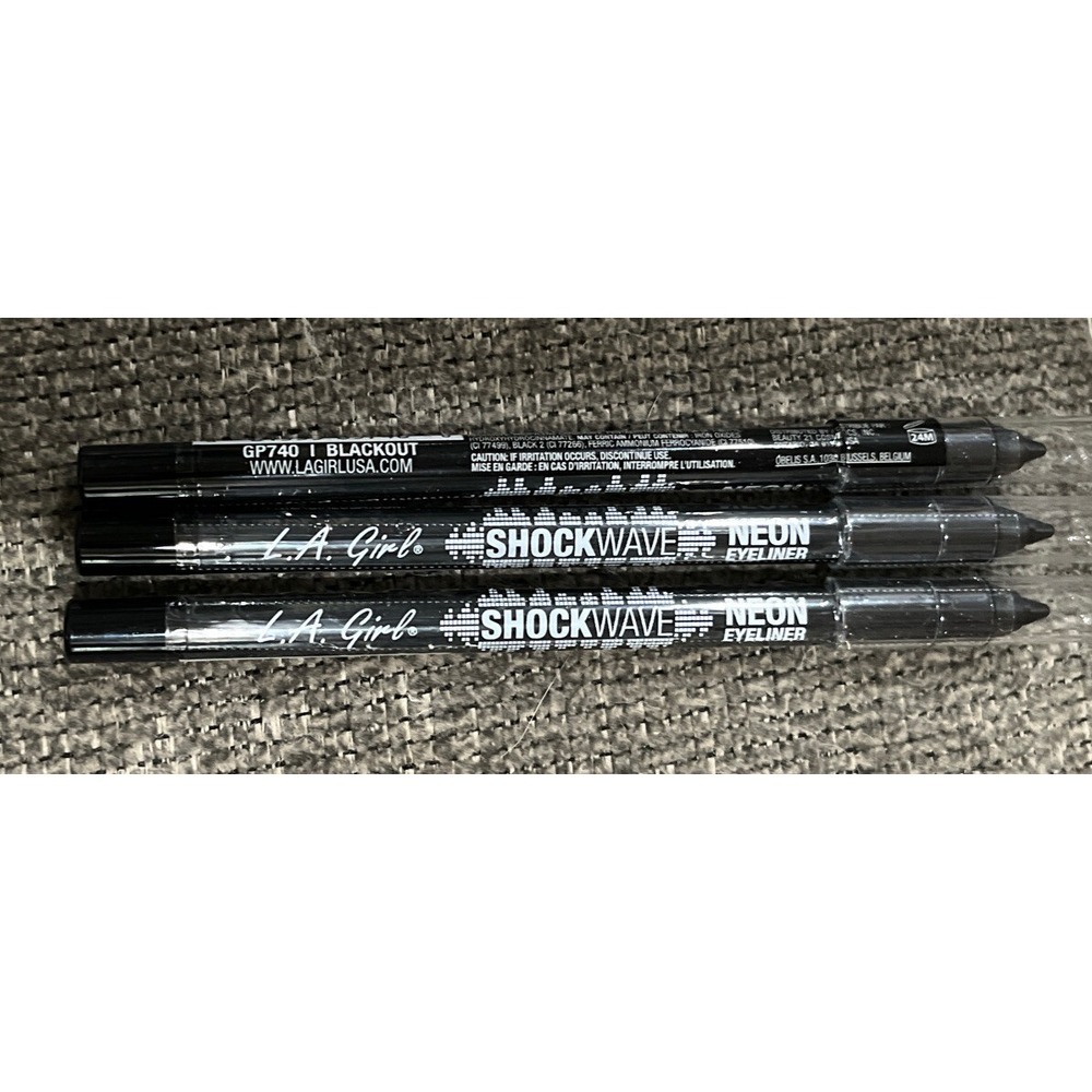 3 - L.A. Girl  Shockwave Neon Eyeliner GP740 Blackout 0.04 Oz New Sealed